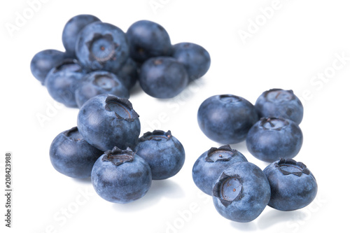 Ripe blueberries isolated on white background. Superfood antioxidant berries.