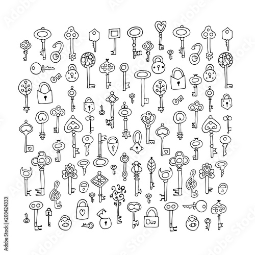 Keys collection, sketch for your design