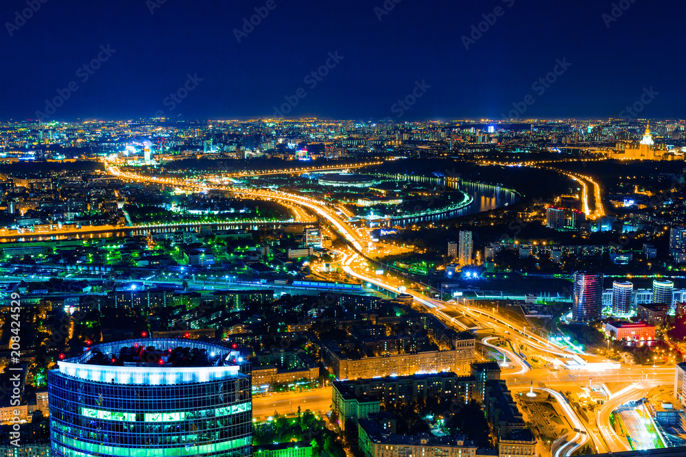 Aerial view cityscape at night