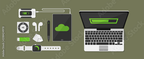 modern computer and device set. vector illustration