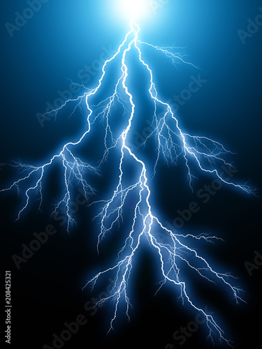 Blue lightning arc electric discharge