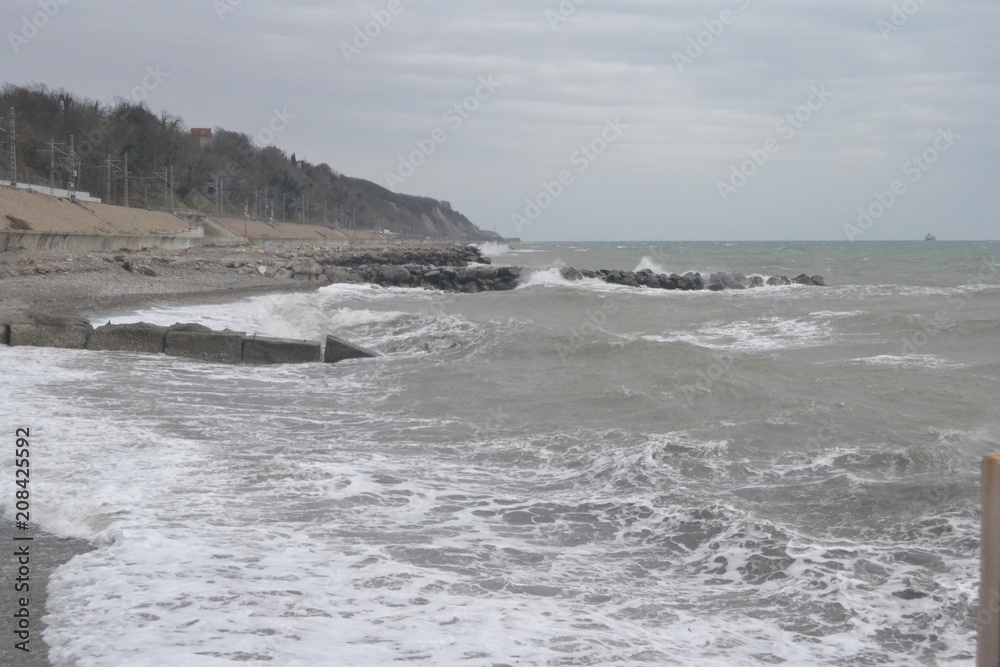 Storm on the Black sea (Russia, Krasnodar region, Tuapse).
