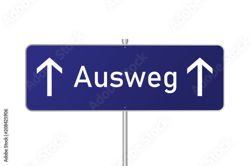 Blaues Straßenschild - Ausweg