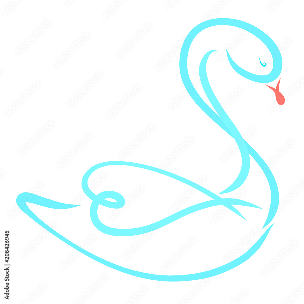 A floating romantic swan with a heart A floating romantic swan with a heart