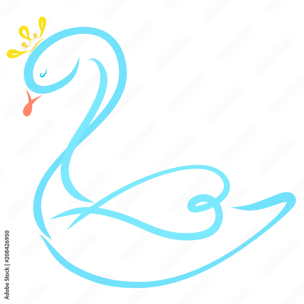 Fototapeta premium Beautiful swan, romantic princess in the crown