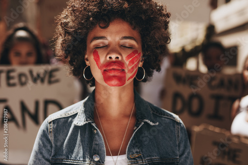 Woman protesting photo