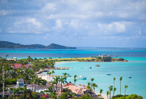 Beautiful view of bay at tropical island in the Caribbean Sea photo