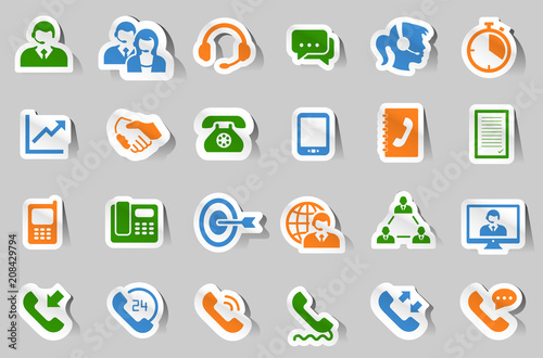 Customer service support callcenter icon set sticker