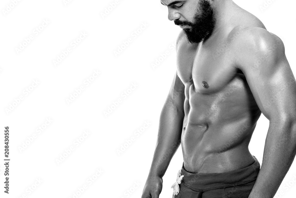 Fototapeta premium man bodybuilder showing muscular body.