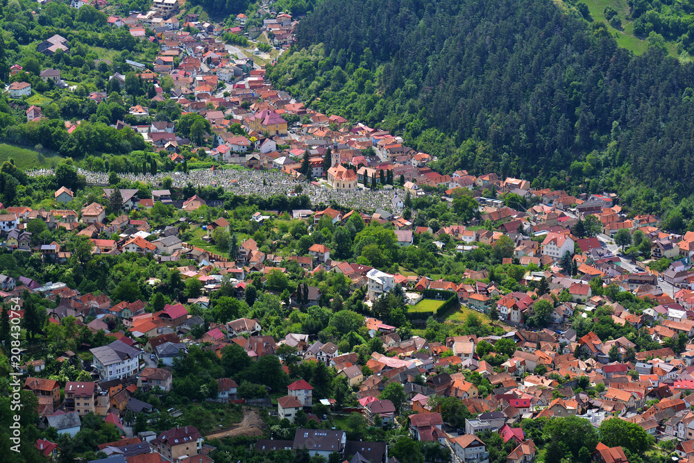 View of  Brasov city from Mountain Tampa, Transylvania, Romania