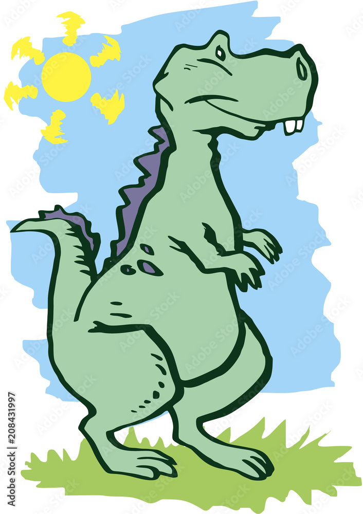 Fototapeta premium Vector illustration of funny cartoon dinosaur