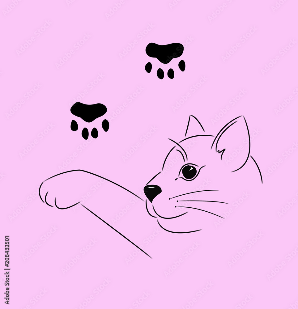 Fototapeta premium pink cat illustration