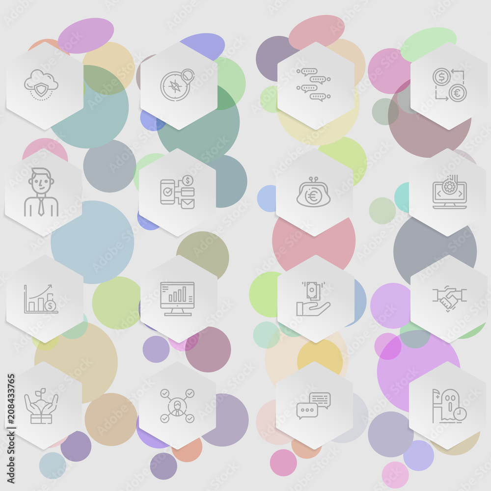 Set of business and finance icons.Trendy flat line icon pack .Vector illustration