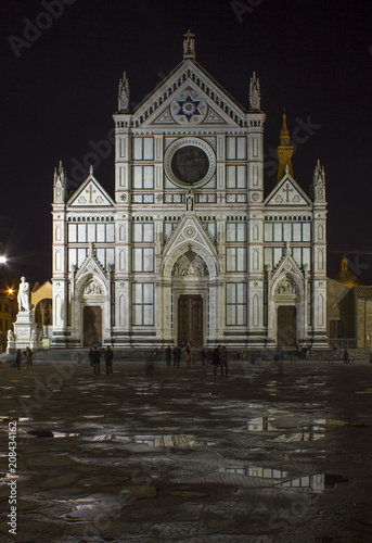 Santa Croce Basilica in Florence at night