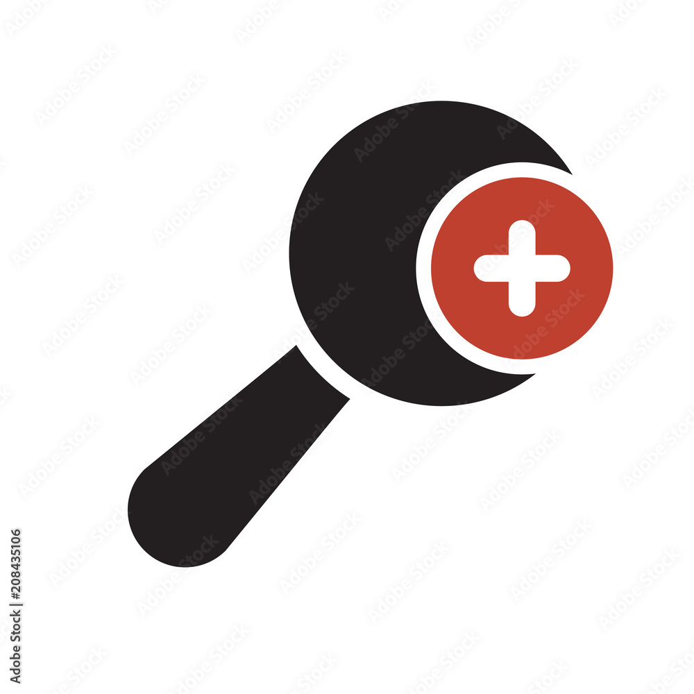 Fototapeta premium Magnifying glass icon, Tools and utensils icon with add sign. Magnifying glass icon and new, plus, positive symbol