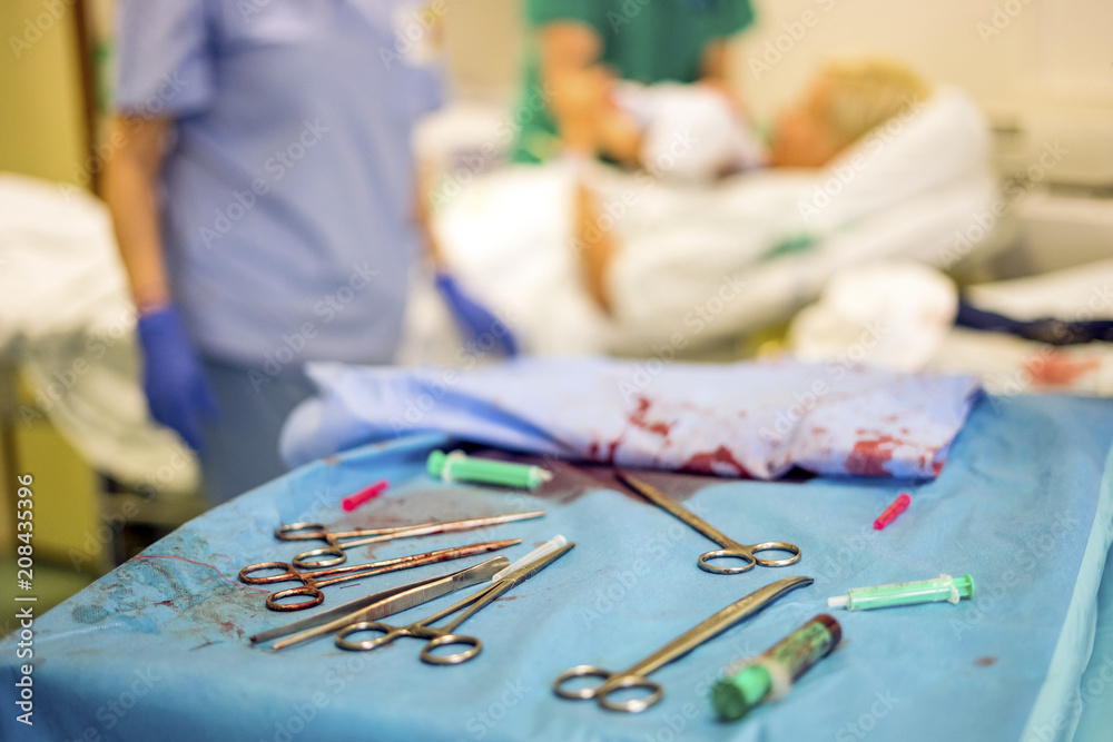 Silver gynecologist tools used during childbirth Silver gynecologist tools used during childbirth