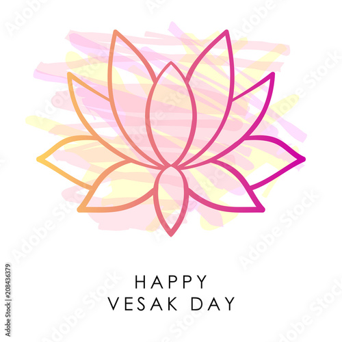 Buddha Purnima or Vesak background. Vector Lotus. Pink Lotus Flower. Vesak design greating card. Lotus icon for holiday sale banner. Indian Vesak holiday background. Lotus floral design
