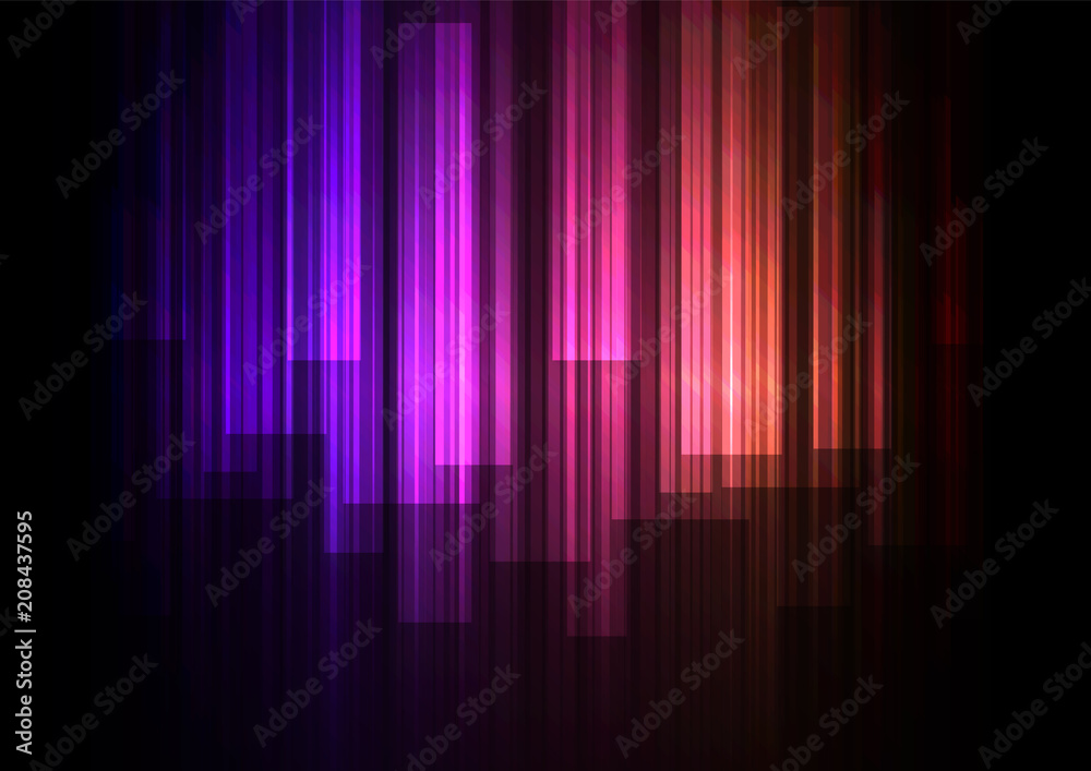 purple orange fade speed bar overlap in dark background, stripe layer backdrop, technology template, vector illustration