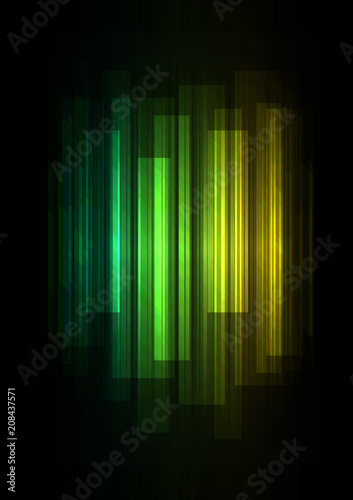 green fade speed bar overlap in dark background, stripe layer backdrop, technology template, vector illustration