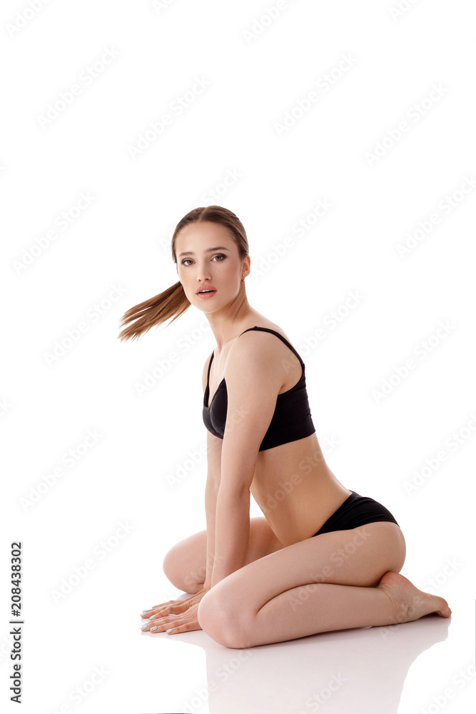 woman with perfect body in black underwear woman with perfect body in black underwear