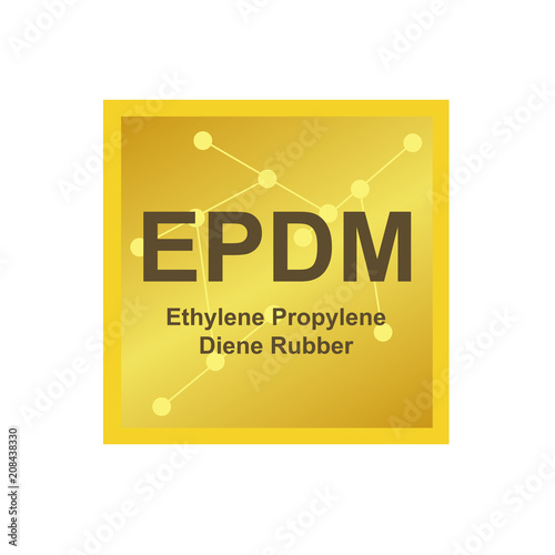 Vector symbol of ethylene propylene diene rubber (EPDM) polymer on the background from connected macromolecules
