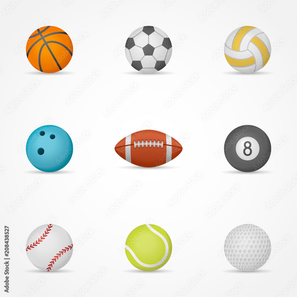 Set of sport balls isolated on white background. Vector illustration. Set of sport balls isolated on white background. Vector illustration.