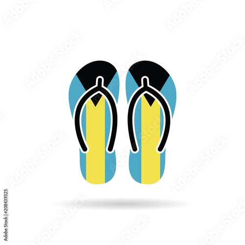 Bahamas flag flip flop sandals icon on a white background.