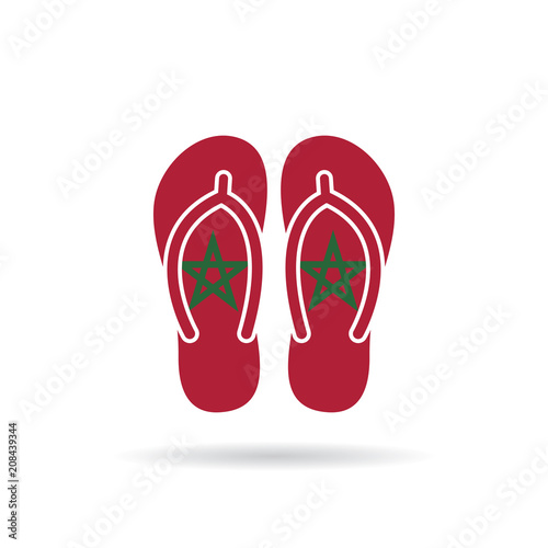 Morocco flag flip flop sandals icon on a white background.