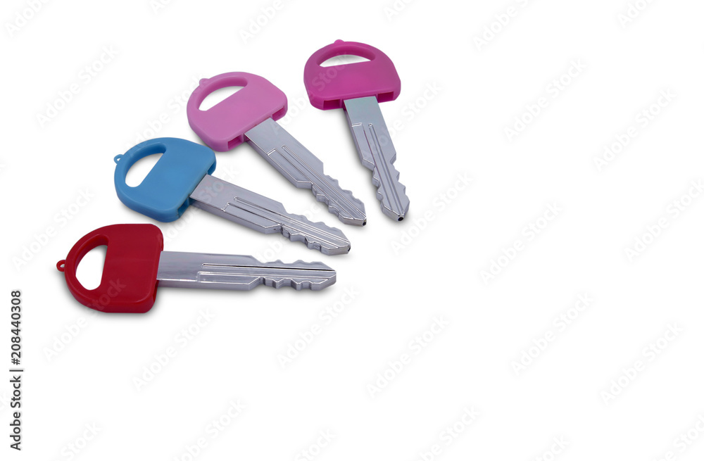 set of car key on white background set of car key on white background