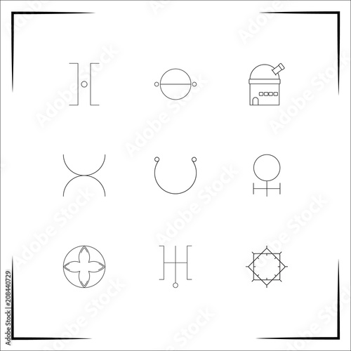 Astrology vector icons set. Outlined linear icons