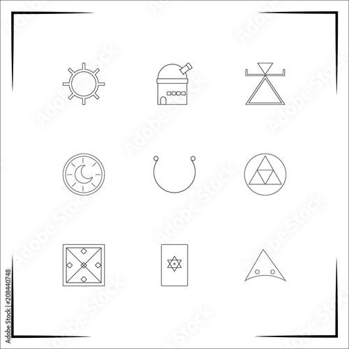 Astrology vector icons set. Outlined linear icons