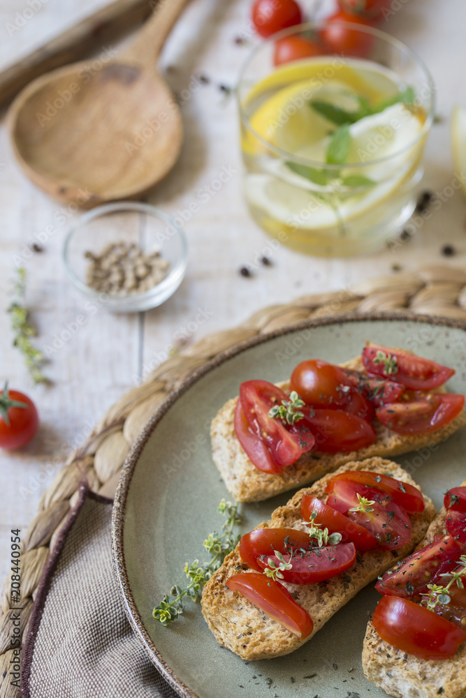 Vegetarian italian bread with tomato