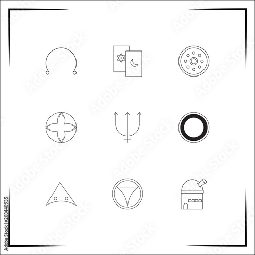 Astrology vector icons set. Outlined linear icons