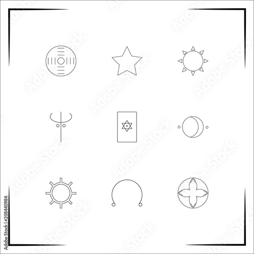 Astrology vector icons set. Outlined linear icons