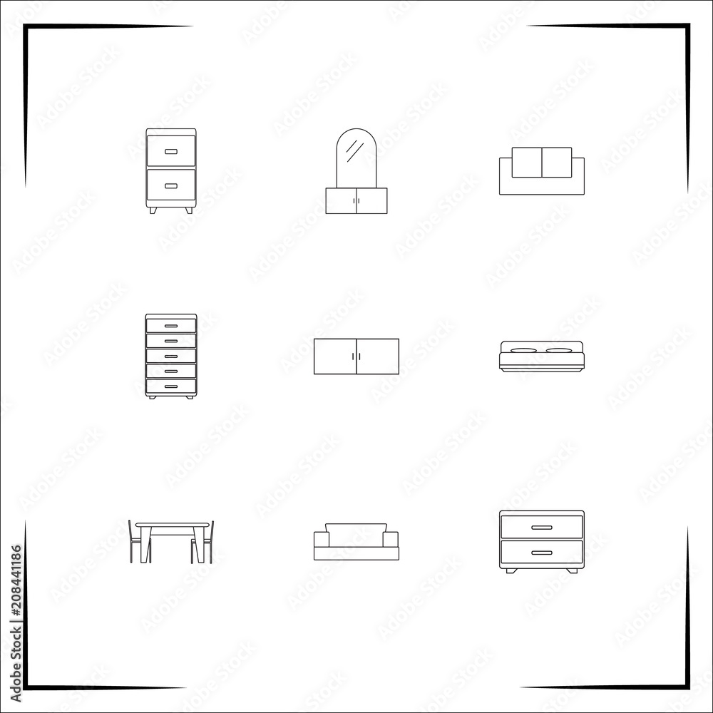 Furniture vector icons set. Outlined linear icons Furniture vector icons set. Outlined linear icons