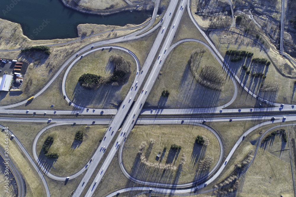 highway intersection from above highway intersection from above