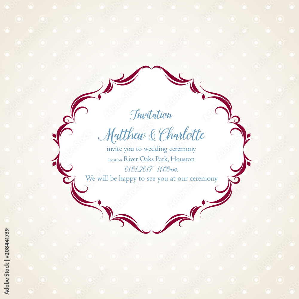 Abstract festive frame in vintage style for congratulations, wedding invitations, postcards.