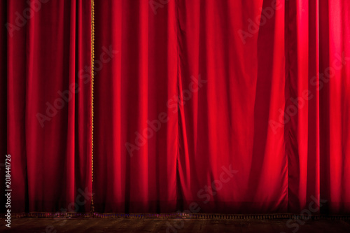 Closed red theater curtain