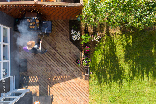 aerial of summer grilling