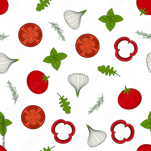 pattern with arugula and vegetables