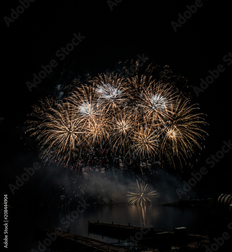 Beautiful colorful fireworks display on celebration night