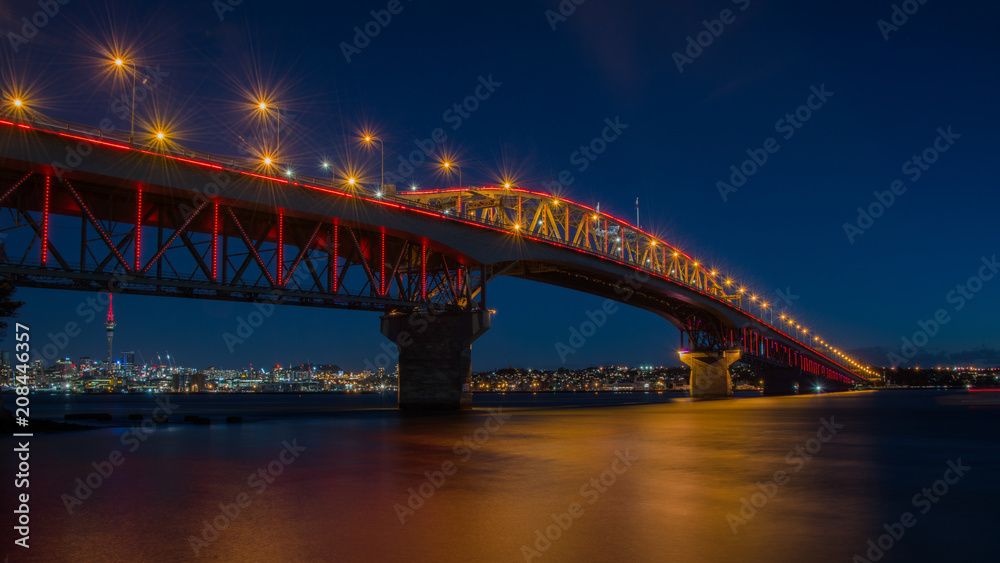 Auckland Harbour Bridge lights up