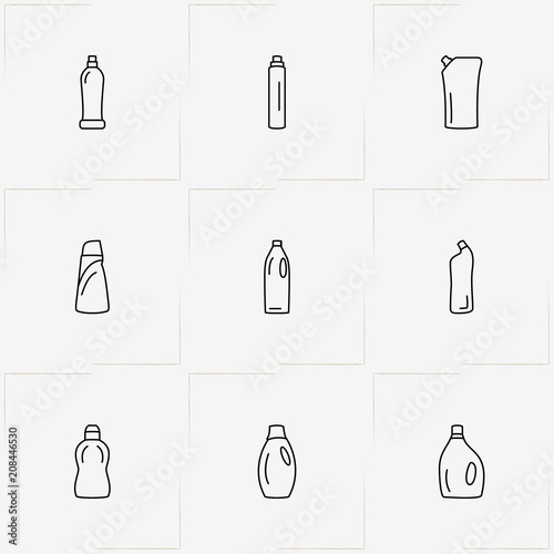 Household Chemicals line icon set with  and household chemicals