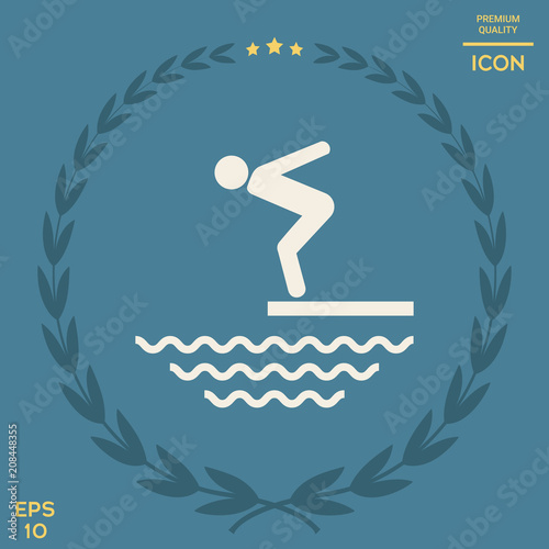 Swimmer on a springboard, Jumping into the water - icon