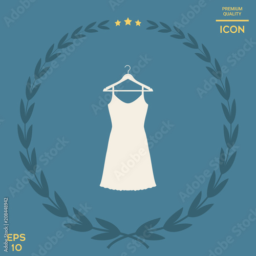 Sundress, Evening dress, combination or nightie on the wardrobe hanger , the silhouette. Menu item in the web design