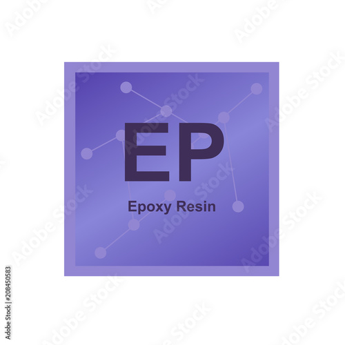 Vector symbol of Epoxy Resin (EP) polymer on the background from connected macromolecules