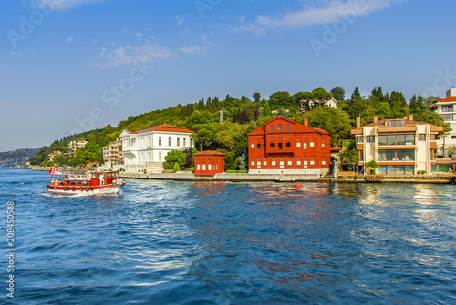 Photography Istanbul, Turkey, 2 September 2007: Shores and boats of Kanlica at Beykoz distri