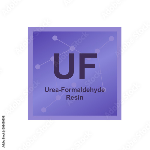 Vector symbol of Urea-formaldehyde Resin (UF) polymer on the background from connected macromolecules