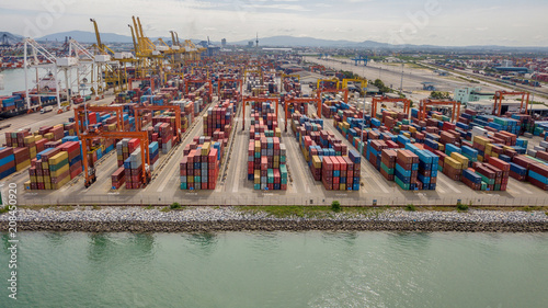 Photography Landscape from bird eye view for Laem chabang logistic port