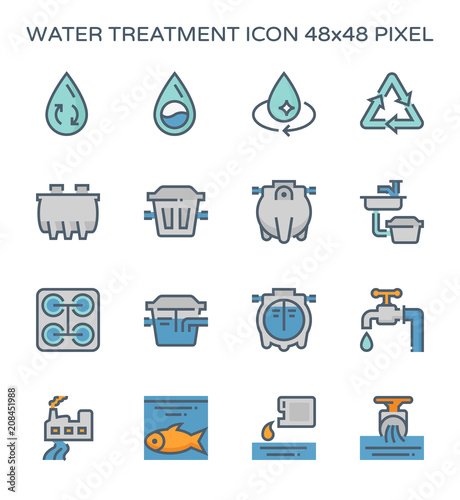 Water treatment plant and septic tank icon, 64x64 perfect pixel and editable stroke.